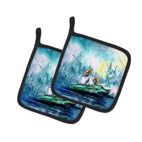 Fishing On The Bayou Pair of Pot Holders Kitchen Heat Resistant Pot Holders Sets Oven Hot Pads for Cooking Baking BBQ, 7 1/2 x 7 1/2