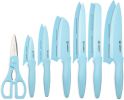 Kitchen Knife Set with Guards, 13 Piece Blue Coated Stainless Steel Boxed Knives Set, Anti-Rust and Dishwasher Safe