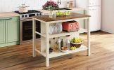 TOPMAX Solid Wood Rustic 3-piece 45" Stationary Kitchen Island Set with 2 Seatings