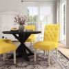 Banff 5-piece Dining Set, Cross-Buck Round Table with 4 Tufted Chairs