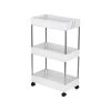 3-Tier Slide Out Storage Cart Rolling Utility Cart Storage Shelf Rack Mobile Storage Organizer Shelving for Office, Kitchen, Bedroom, Bathroom