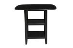 Black Finish 5pc Counter Height Set Dining Counter Height Table with Lower Shelves and 4x Chairs Set Faux Leather Upholstered Kitchen Dining Furniture