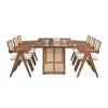 86.61 Inch Oversize Rectangular Waves Dining Table Set,7 PCS Wooden Dining Table and Chairs,Mid Century Modern Large Kitchen Set for Living Room