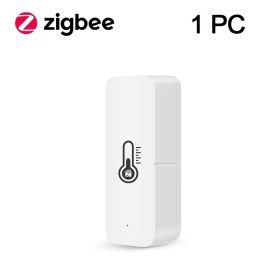 Tuya WiFi/Zigbee Smart Temperature Humidity Sensor Indoor Hygrometer APP Remote Monitor Via Smart Life Works With Alexa Google (Color: TH02Z-1PC)